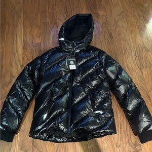 PAJAR NWT black shiny women’s Nelli Quilted Duck Down Puffer Jacket size large